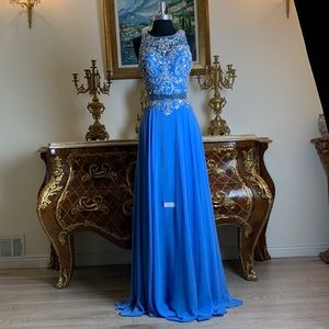 Women’s formal Illusion rhinestone bodice evening prom dress